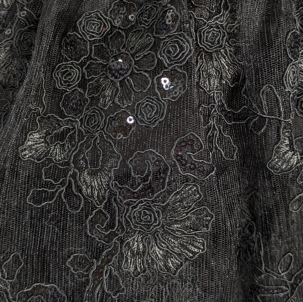 Julia Jordan black tiered layered sequin fit & flare v neck knee length dress 4 - Picture 4 of 10